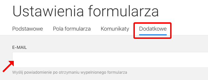 formularz powiadomienia na email